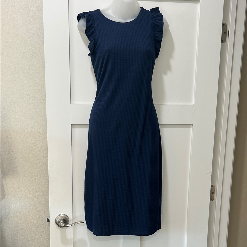 Maurices Dark Blue Ruffle Midi Dress